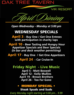 Oak Tree Tavern April Specials!
